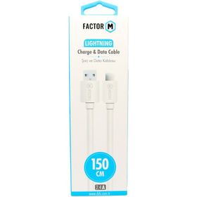 Factor-M 2.4a 1.5 m Beyaz Data ve Şarj Kablo
