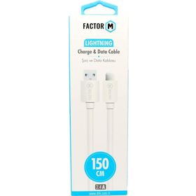 Factor-M FM-2415L 2.4A 1.5 m Lightning Beyaz Data Kablo