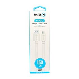 Factor-M Type- C 2.4a 1.5 m Beyaz Data Şarj Kablo