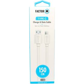 Factor-M Type- C 2.4a 1.5 m Beyaz Data Şarj Kablo