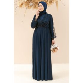 Fahima FHM830 Lacivert Taş Detaylı Abiye