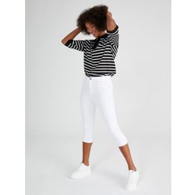 Faik Sönmez 00078 Beyaz Slim Fit Coton Parça Boya Kadın Capri