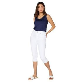 Faik Sönmez 00078 Beyaz Slim Fit Coton Parça Boya Kadın Capri