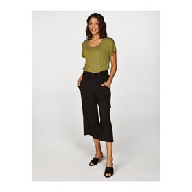 Faik Sönmez 00080 Siyah Wide Leg Viskon Kadın Capri