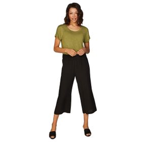 Faik Sönmez 00080 Siyah Wide Leg Viskon Kadın Capri