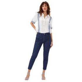 Faik Sönmez 68475 Simli Slim Fit Jean İndigo Kadın Pantolon