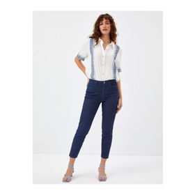 Faik Sönmez 68475 Simli Slim Fit Jean İndigo Kadın Pantolon