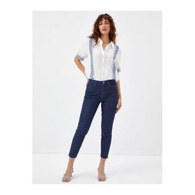 Faik Sönmez 68475 Simli Slim Fit Jean İndigo Kadın Pantolon
