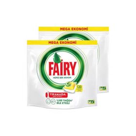 Fairy 120'li Hepsi Bir Arada Limon Kokulu Bulaşık Makinesi Deterjanı