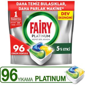 Fairy 96 Yıkama Limon Kokulu Platinum Bulaşık Makinesi Kapsülü