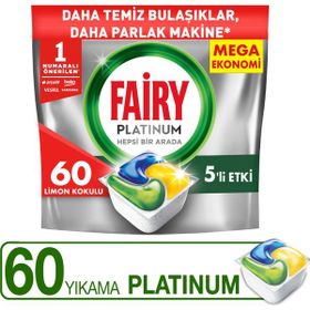 Fairy Platinum 60 Yıkama Bulaşık Makinesi Deterjanı Kapsülü Limon Kokulu, 60 tablet