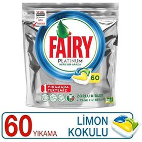 Fairy Platinum 60 Yıkama Bulaşık Makinesi Deterjanı Kapsülü Limon Kokulu, 60 tablet