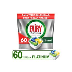 Fairy Platinum 60 Yıkama Bulaşık Makinesi Deterjanı Kapsülü Limon Kokulu, 60 tablet