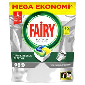 Fairy Platinum 60 Yıkama Bulaşık Makinesi Deterjanı Kapsülü Limon Kokulu, 60 tablet