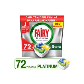 Fairy Platinum Limon Kokulu 72'li Bulaşık Makinesi Deterjanı Kapsülü