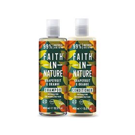 Faith In Nature Greyfurt Portakal %99 Doğal Tazeleyici 2x400 ml Saç Kremi ve Şampuan