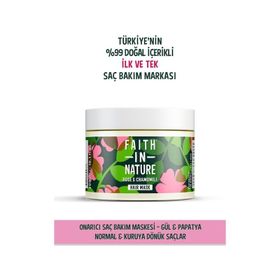 Faith In Nature Gül ve Papatyalı Normal Kuru Saçlar İçin 300 ml Saç Bakım Maskesi
