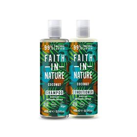 Faith In Nature Hindistan Cevizi %99 Doğal Nemlendirici 2x400 ml Saç Kremi ve Şampuan