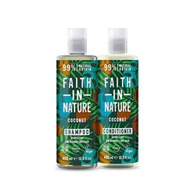 Faith In Nature Hindistan Cevizi %99 Doğal Nemlendirici 2x400 ml Saç Kremi ve Şampuan