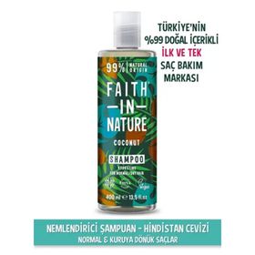 Faith In Nature Hindistan Cevizi Normal Kuruya Dönük Saçlar İçin %99 Doğal Nemlendirici Şampuan