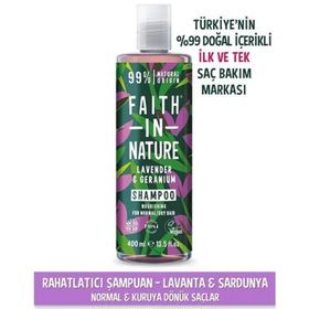 Faith In Nature Lavanta Sardunya Normal Kuruya Dönük Saçlar İçin %99 Doğal Rahatlatıcı Şampuan