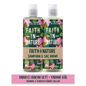 Faith In Nature Yabani Gül %99 Doğal Onarıcı Şampuan ve Saç Kremi