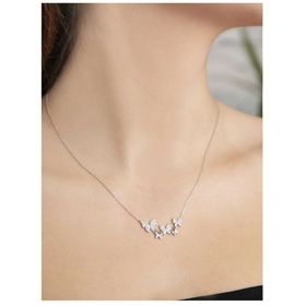 FakePapatya Silver 925 Ayar Beyaz Taşlı Gümüş Sıralı Kelebek Kolye