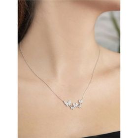 FakePapatya Silver 925 Ayar Beyaz Taşlı Gümüş Sıralı Kelebek Kolye