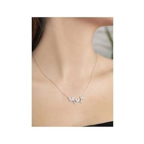 FakePapatya Silver 925 Ayar Beyaz Taşlı Gümüş Sıralı Kelebek Kolye