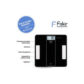 Fakir Sun Bluetooth Siyah Vücut Analiz Baskülü