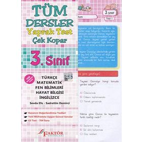 Faktör Yayınları 3. Sınıf Tüm Dersler Çek Kopar Yaprak Test