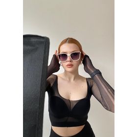 Falan Eyewear Jasmin Krem Kadın Cat-Eye Güneş Gözlüğü