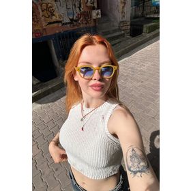 Falan Eyewear Mondo Sarı Mavi Kadın Güneş Gözlüğü