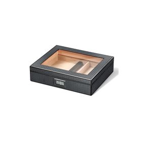 Falconetti RC38 Karbon Fiber Siyah Camlı Kısa Humidor Puro Kutusu