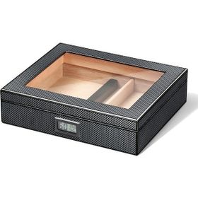 Falconetti RC38 Karbon Fiber Siyah Camlı Kısa Humidor Puro Kutusu