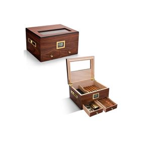 Falconetti RC56 Sedir Ağacı Camlı Çekmeceli Humidor Puro Kutusu