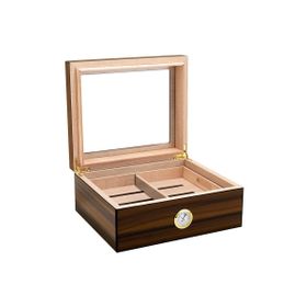 Falconetti RD43 Parlak Kahverengi Camlı 2 Katlı Humidor Puro Kutusu