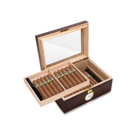 Falconetti RD46 Kahverengi Camlı 2 Katlı Humidor Puro Kutusu