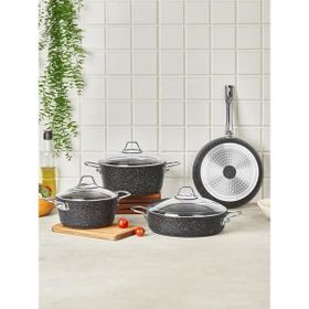 Falez Black Line Granit 7 Parça Tencere Seti