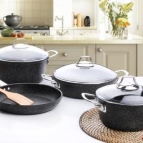 Falez Black Line Granit 7 Parça Tencere Seti