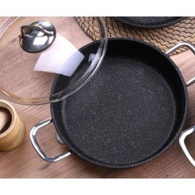 Falez Black Line Granit Döküm 26 cm Kısa Tencere + 26 cm Tava Seti