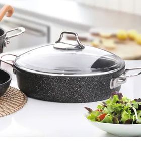 Falez Black Line Granit Döküm 30 cm Siyah Kısa Karnıyarık Tencere