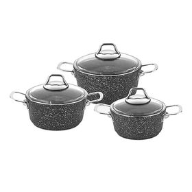 Falez BLCKLN6PRMD Black Line Granit 6 Parça Midi Tencere Set