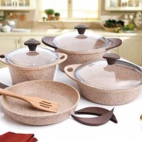 Falez Creamy Granit 7 Parça Tencere Takımı