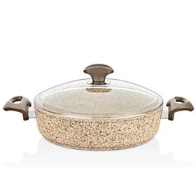 Falez Creamy Granitec 26+26 cm Kısa Granit Tencere Ve Tava