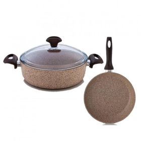 Falez Creamy Granitec 26+26 cm Kısa Granit Tencere Ve Tava