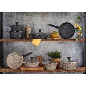Falez Creamy Granitec Krem 7 Parça Granit Tencere Seti