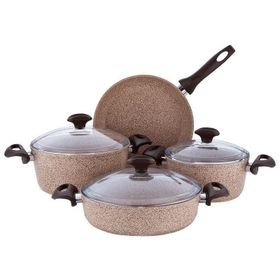Falez Creamy Granitec Krem 7 Parça Granit Tencere Seti
