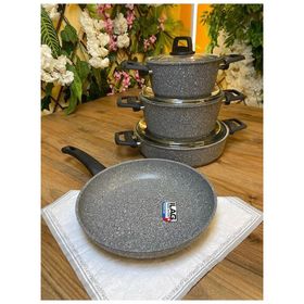 Falez EFS1005 Efes 6 Parça Granit Gri Tencere Seti