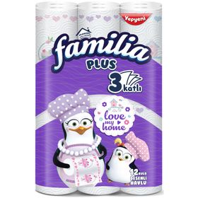 Familia Kağıt Havlu Plus Love My Home Desenli, 12'li Rulo